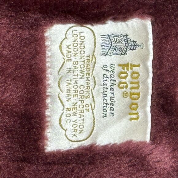 Vintage London Fog Maincoats Removable Faux Fur Lining Mauve Trench Belted Sz 12 - Picture 7 of 10